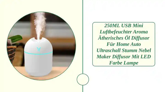 250ML USB Mini Luftbefeuchter Aroma &Auml;therisches &Ouml;l Diffusor F&uuml;r Home Auto Ultraschall Stumm Nebel Maker Diffusor mit LED farbe Lampe by@Outfy